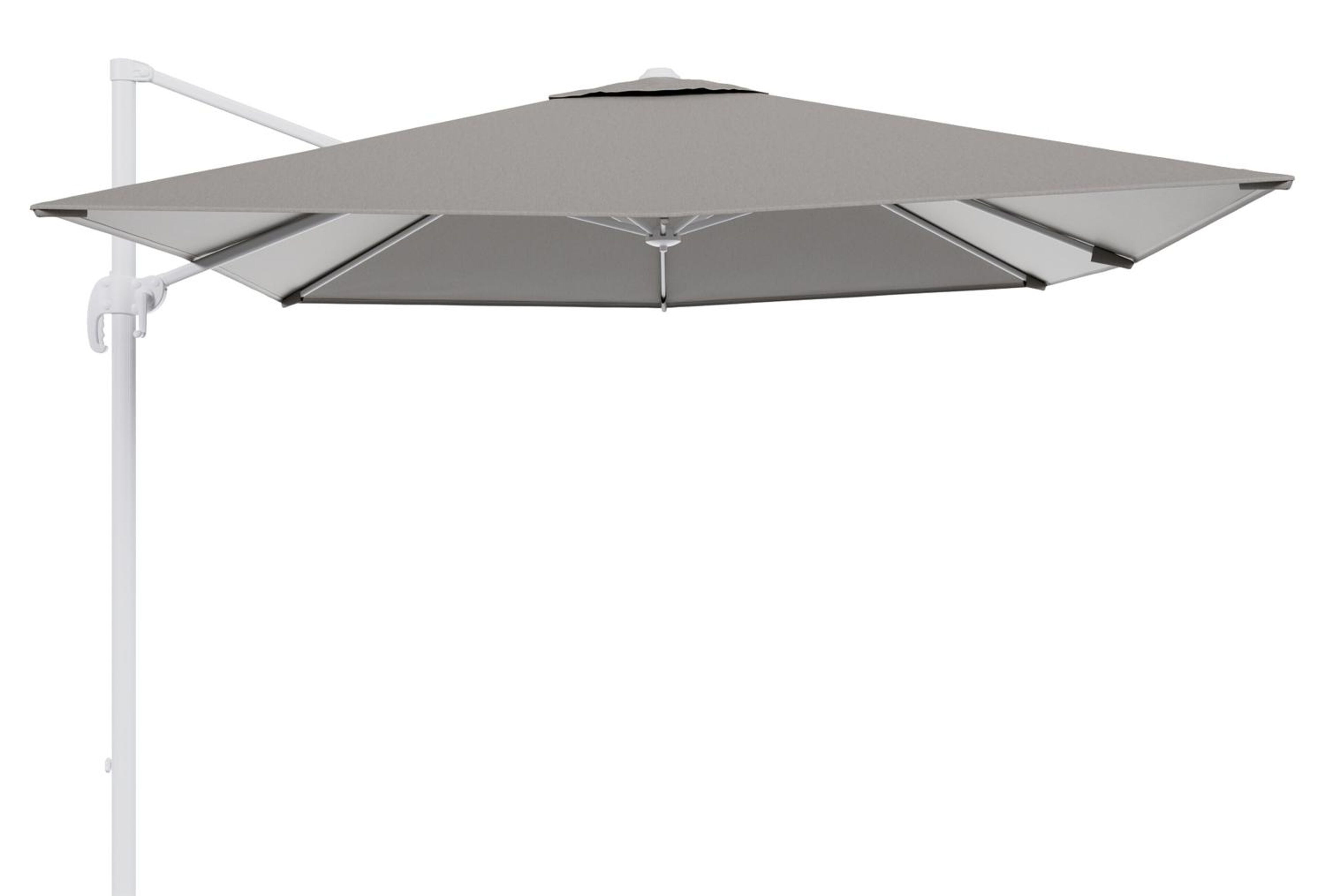 Calpe zweefparasol in wit aluminium met grijs weather+ softtouch parasoldoek - L1 270 x L2 270 cm (zonder voet)