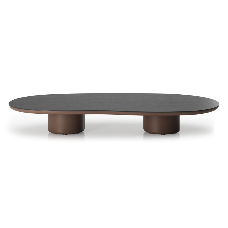Amico loungetafel organisch in taupe aluminium en volkeramiek Basalt Black - L 170 x B 91 x H 25 cm