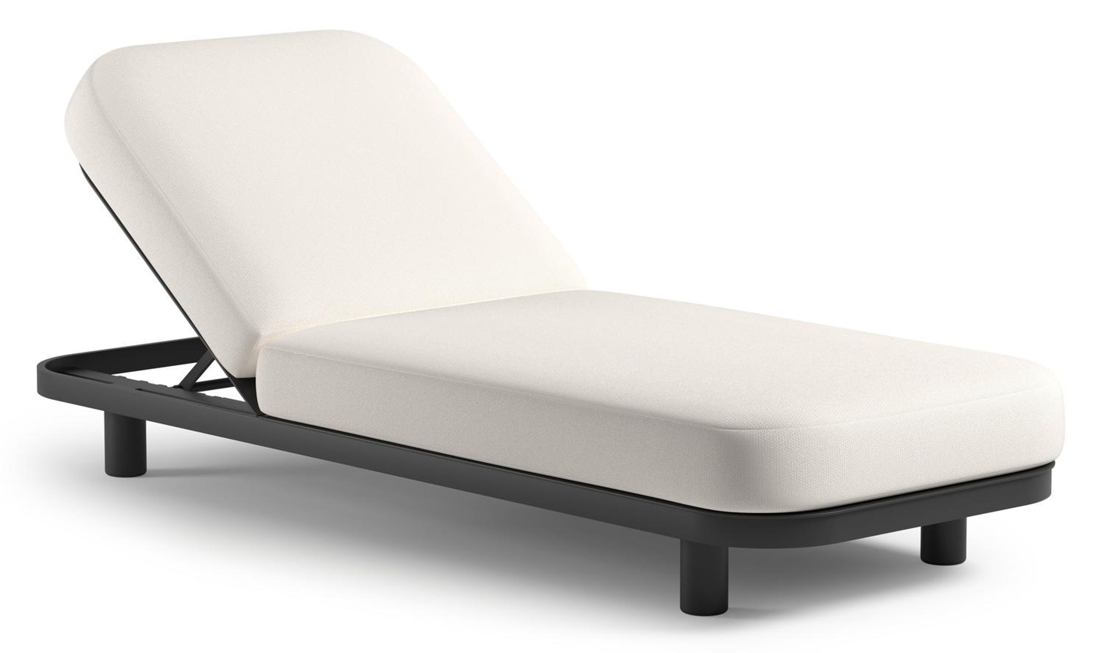 Donato verstelbaar ligbed in zwart aluminium met lopi snow all weather Sunbrella® luxe kussen