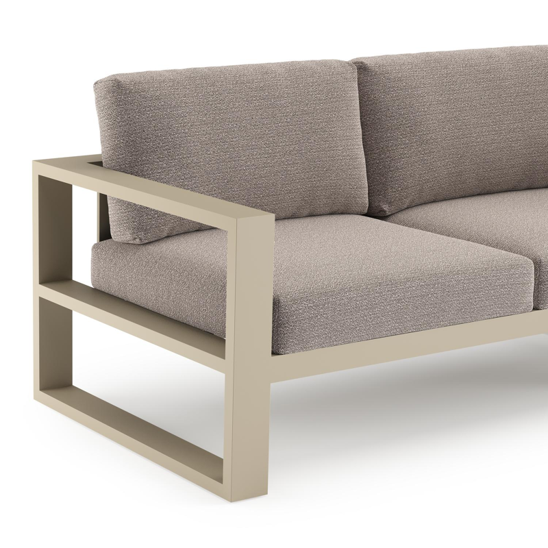 Verato loungehoek in beige aluminium met wander granite all weather sunbrella® luxe kussen