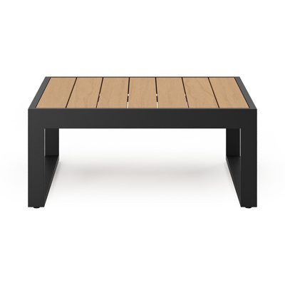 Caldela loungetafel in zwart aluminium en polywood - L 70 x B 70 x H 30.5 cm