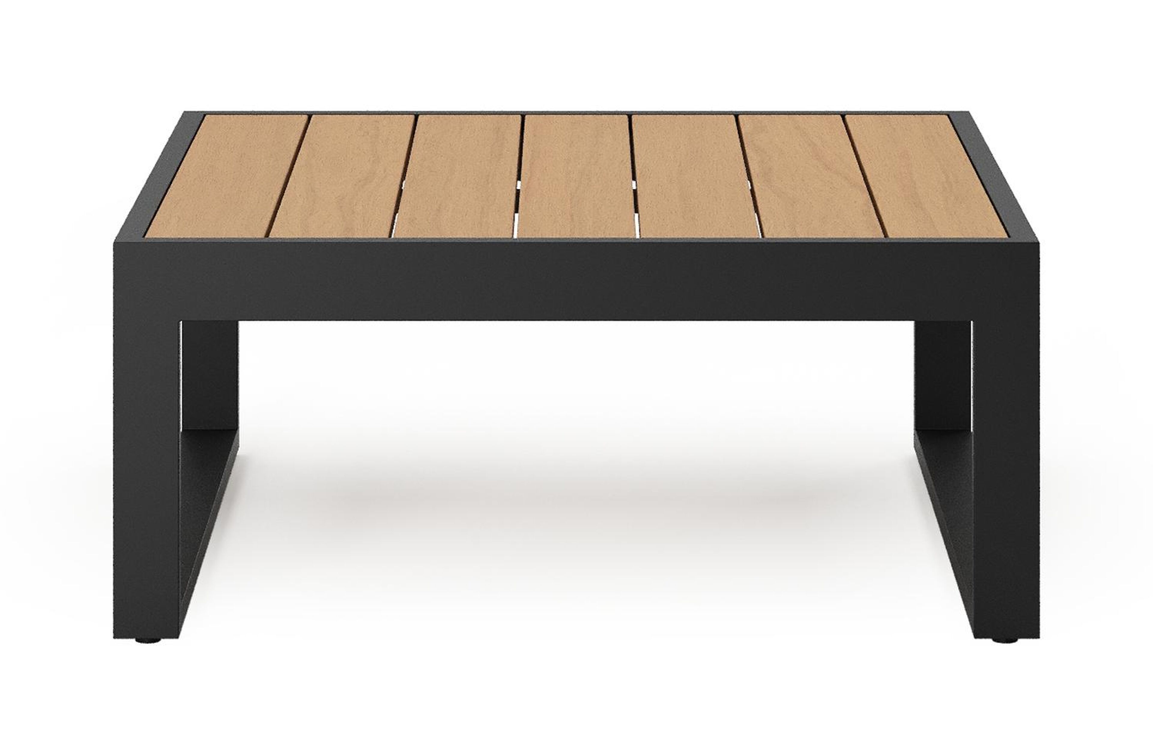 Caldela loungetafel in zwart aluminium en polywood - L 70 x B 70 x H 30.5 cm