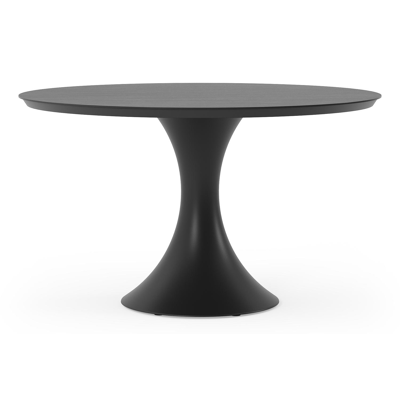Fano tuintafel in zwart aluminium en volkeramiek basalt black - Dia. 130 x H 75 cm