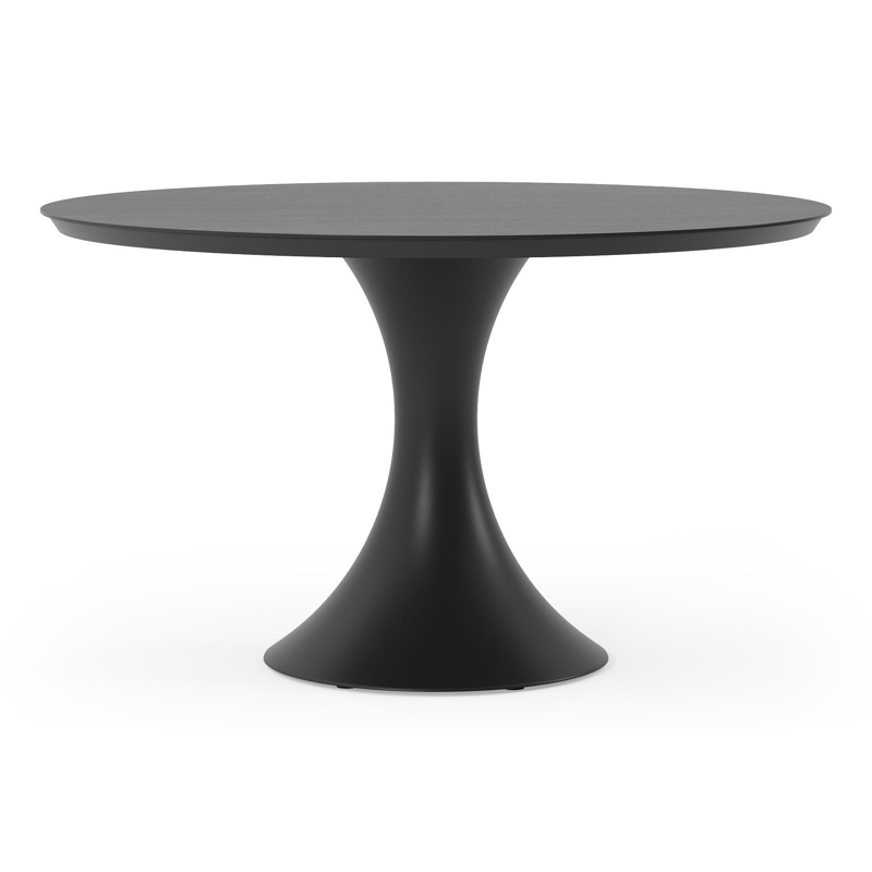 Fano tuintafel in zwart aluminium en volkeramiek basalt black - Dia. 130 x H 75 cm
