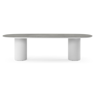 Amico tuintafel bombo in wit aluminium en volkeramiek Aspen Grey - L 270 x B 125 x H 73.5 cm