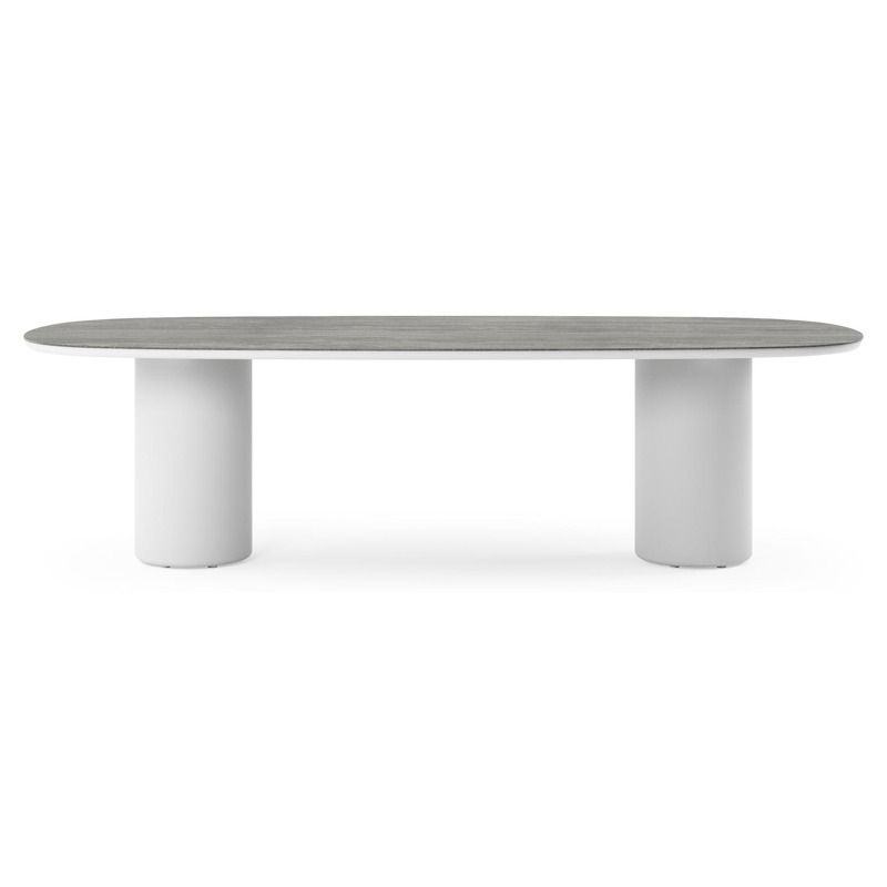 Amico tuintafel bombo in wit aluminium en volkeramiek Aspen Grey - L 270 x B 125 x H 73.5 cm