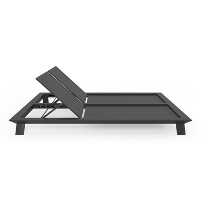 Cesano verstelbaar dubbel ligbed in zwart aluminium met althea off white all weather cosytica kussen