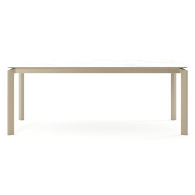 Cirello tuintafel rechthoekig in beige aluminium en volkeramiek Calacatta - L 200 x B 100 x H 74.5 cm