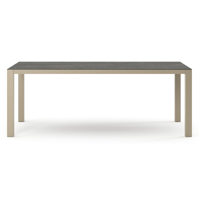 Como tuintafel rechthoekig in beige aluminium en volkeramiek Black Obsession - L 200 x B 100 x H 73 cm