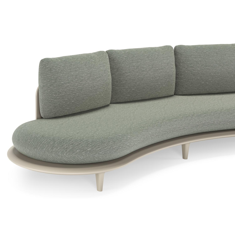 Bomero loungebank in beige aluminium met slow fern all weather sunbrella® luxe kussen