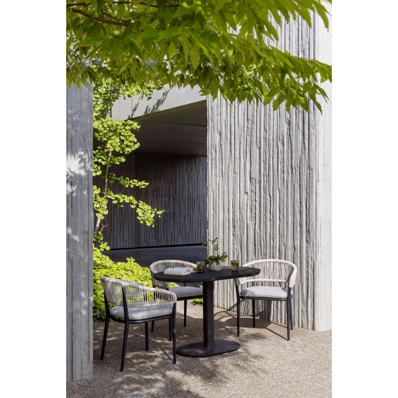 Teramo kantelbare tuintafel bombo in zwart aluminium - L 110 x B 70 x H 74 cm