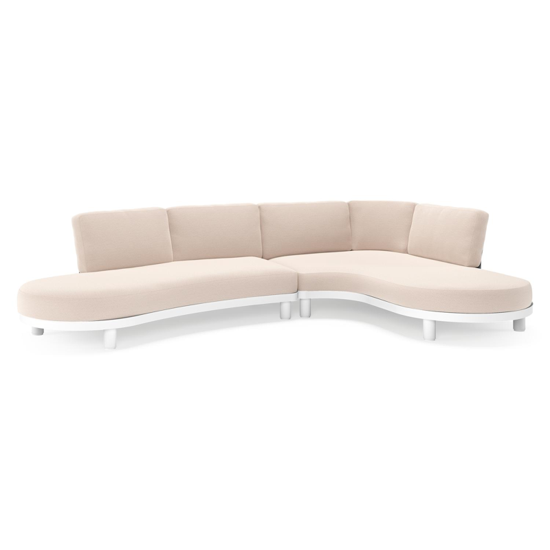 Salon de jardin d'angle Donato en aluminium blanc et coussins en all weather sunbrella® luxe Wander Pilat