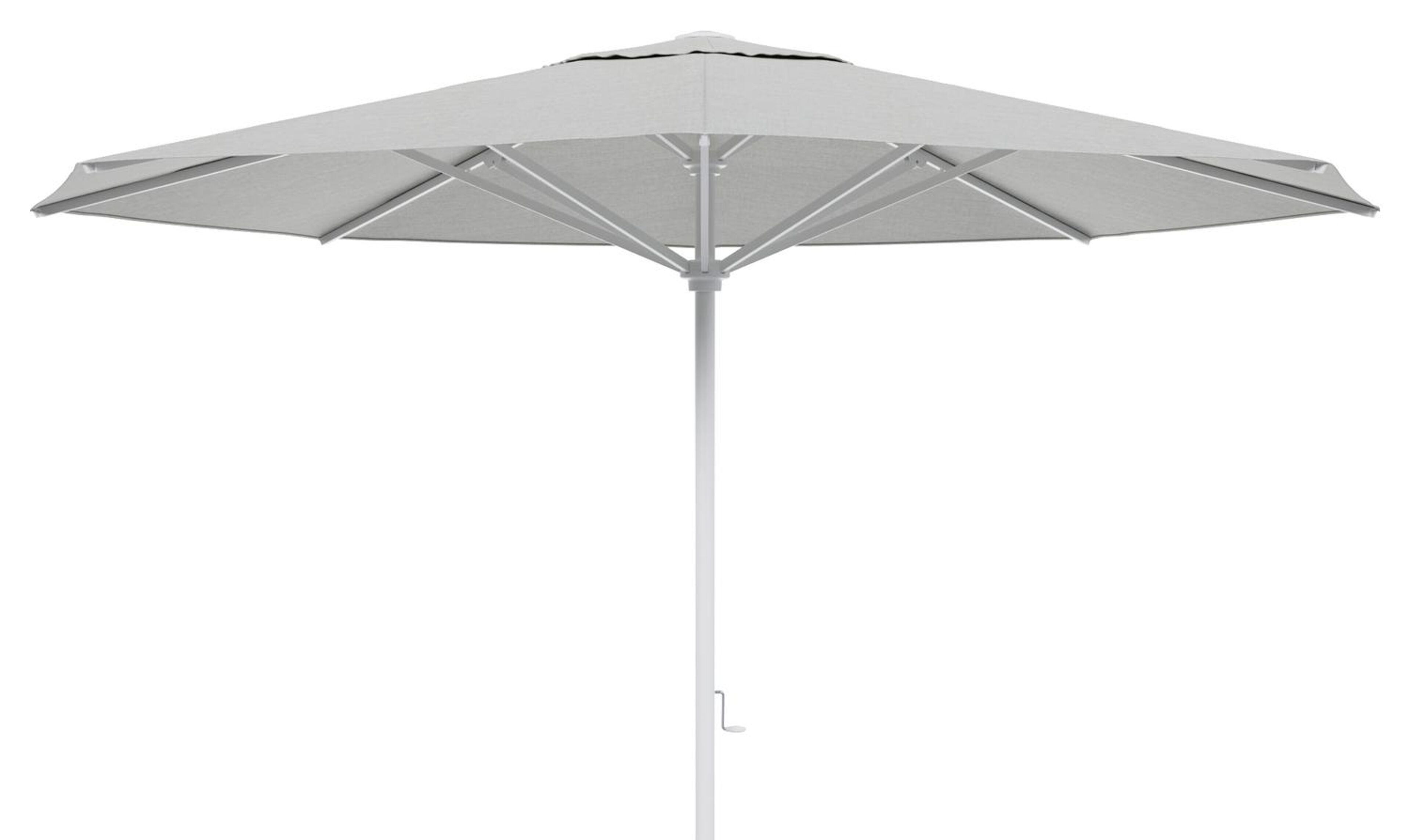 Parasol droit Solino en aluminium blanc avec toile de parasol en sunbrella® gris - Dia. 400 cm (sans pied de parasol)