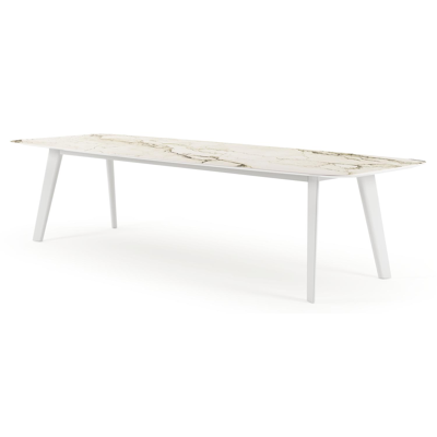 Lacrima tuintafel bootvorm in wit aluminium en volkeramiek colorado dunes - L 315 x B 115 x H 73 cm