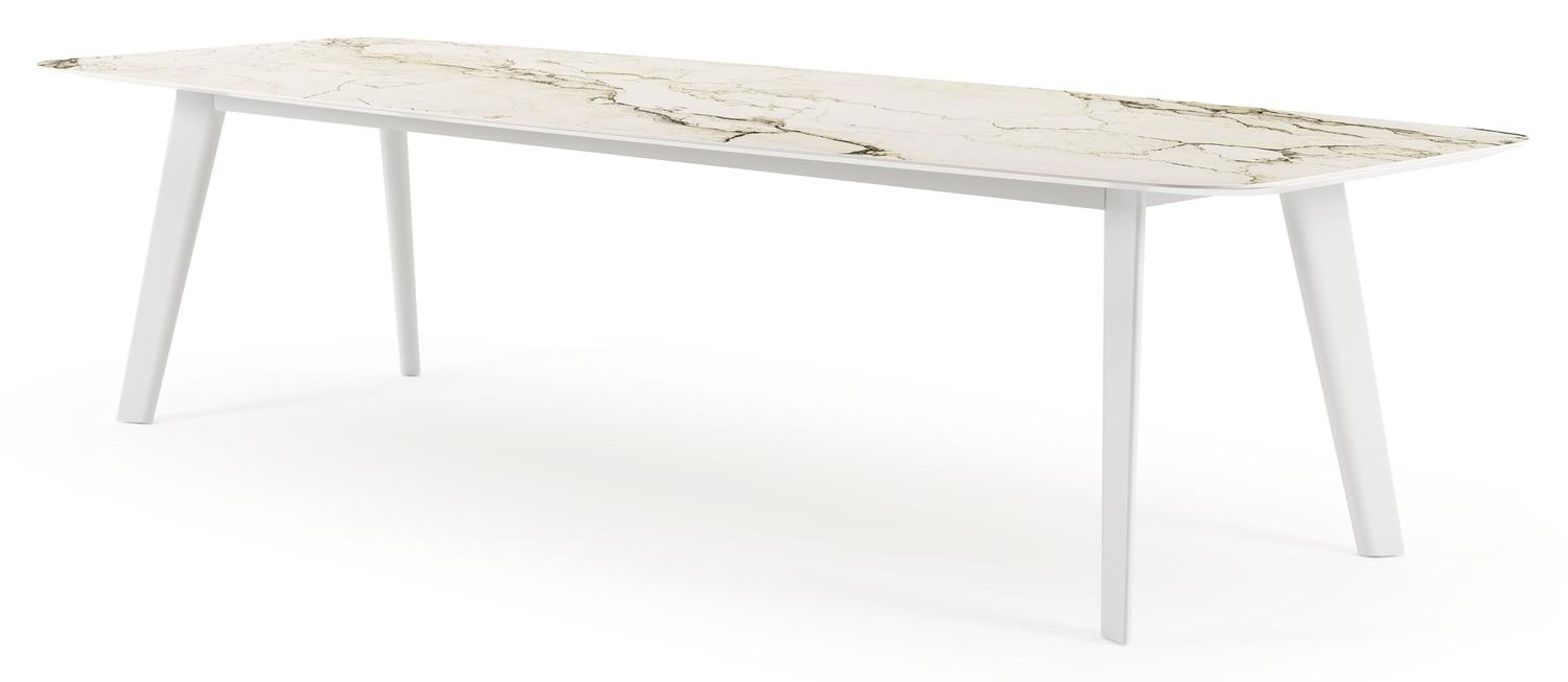 Lacrima tuintafel bootvorm in wit aluminium en volkeramiek colorado dunes - L 315 x B 115 x H 73 cm