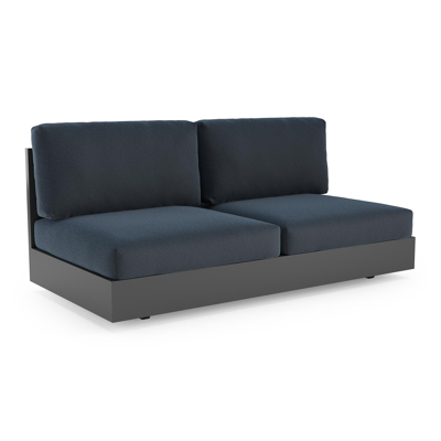 Como loungebank in zwart aluminium met heritage indigo all weather sunbrella® luxe kussen