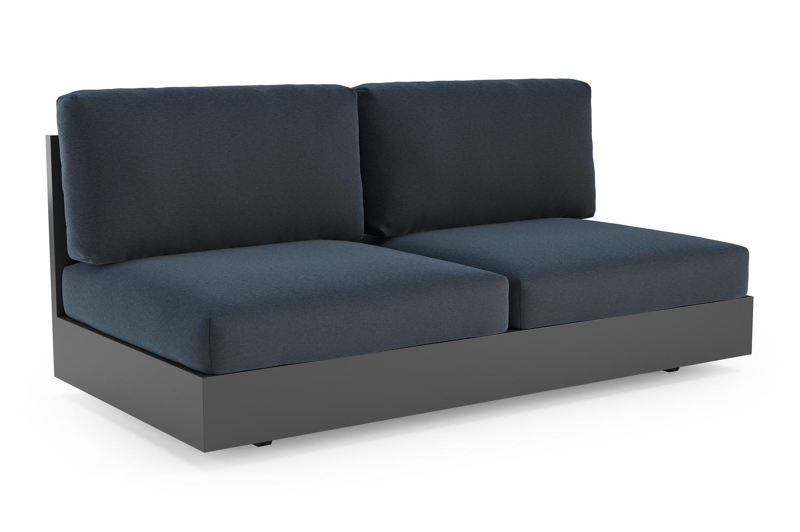 Como loungebank in zwart aluminium met heritage indigo all weather sunbrella® luxe kussen