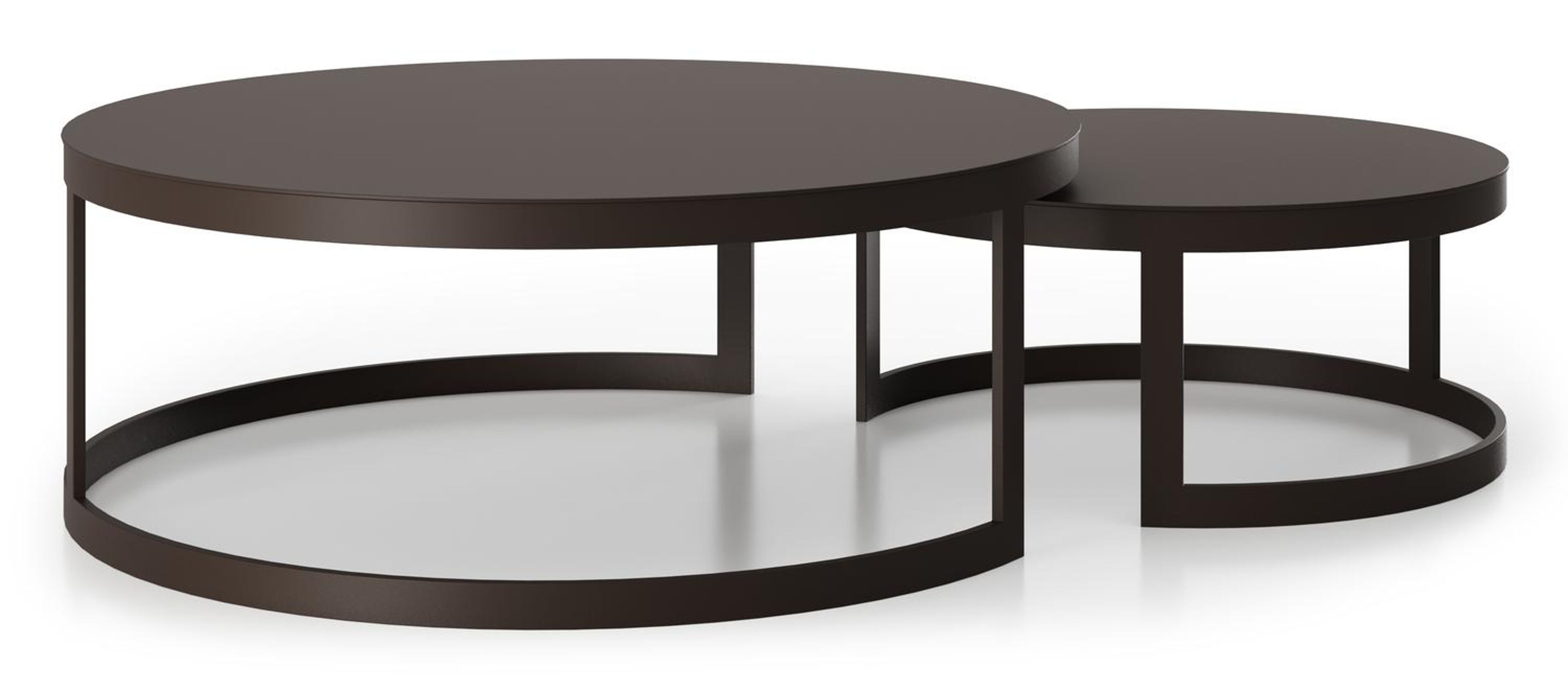 Enna set van 2 loungetafels in donkerbruin aluminium - Dia. 100/70 x H 37/30 cm