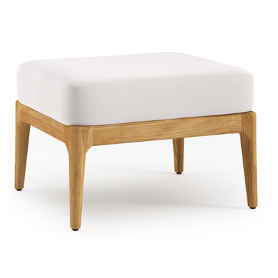 Pouf Orso en teck et coussins en all weather sunbrella® luxe Savane Whisper