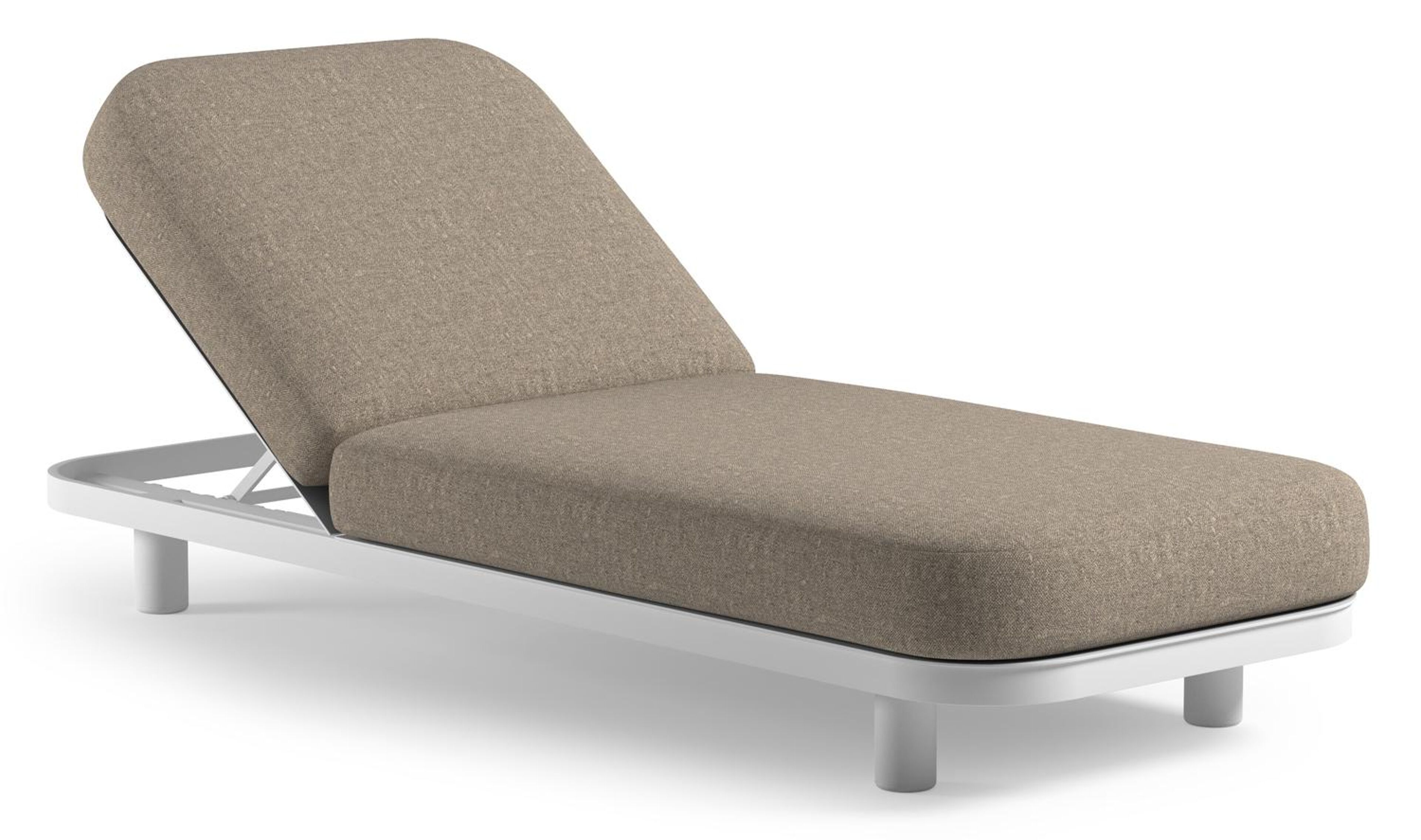 Donato verstelbaar ligbed in wit aluminium met chartres pewter all weather Sunbrella® luxe kussen