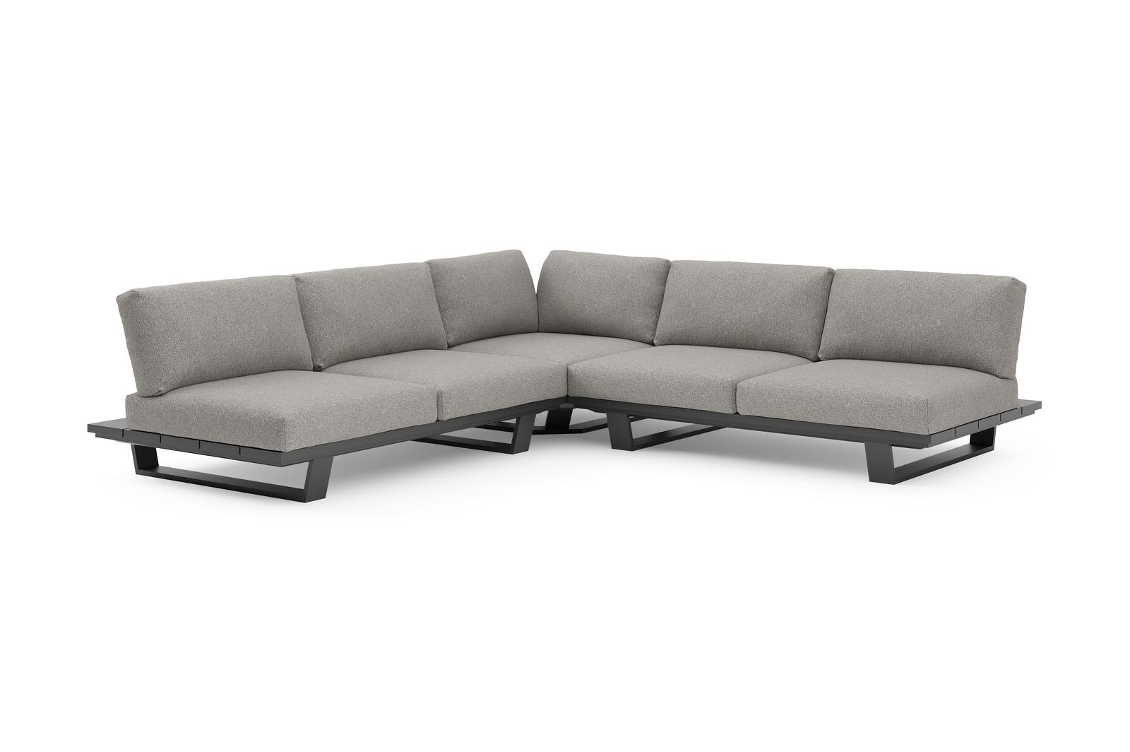 Pagino loungehoek in zwart aluminium met tundra charcoal all weather sunbrella® luxe kussen