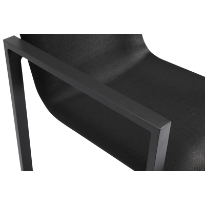 Verato tuinstoel in zwart aluminium en zwart comfort textilene