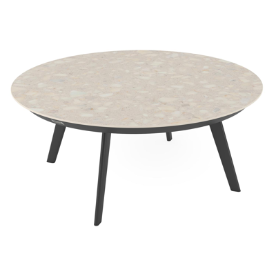 Rondo loungetafel in zwart aluminium en retrostone volkeramiek - Dia. 85 x H 35 cm