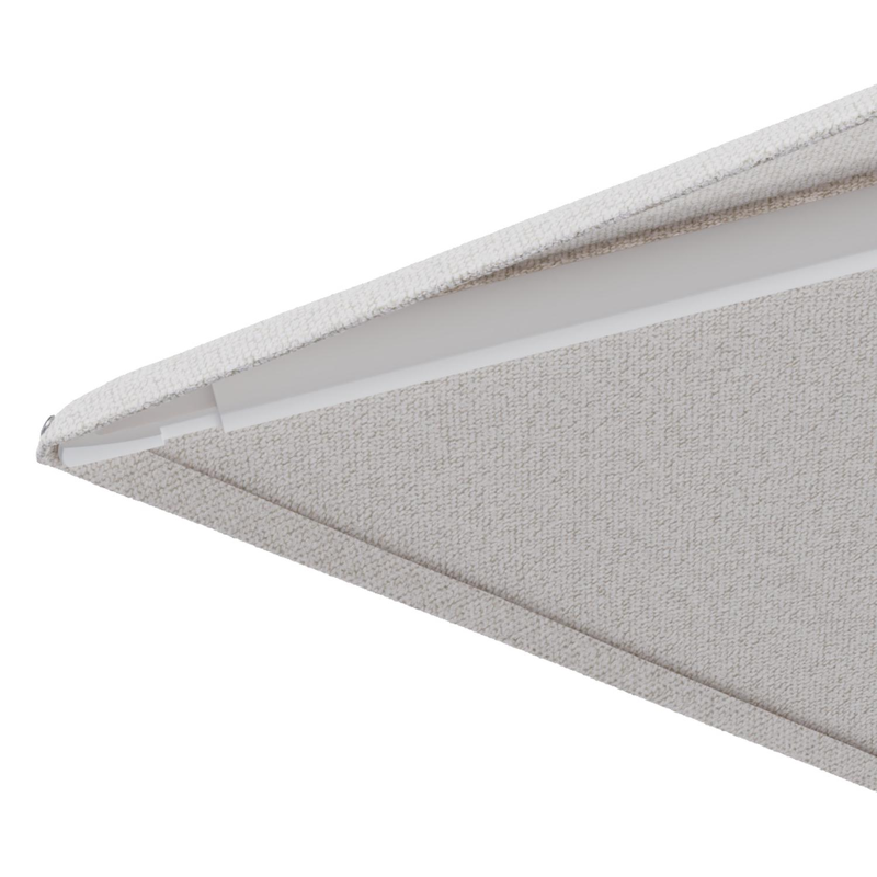 Minore zweefparasol met tiltfunctie in wit aluminium en Ego Eggshell All Weather Solica parasoldoek - L1 280 x L2: 370 cm met parasolvoet Minore 260 kg met wielen