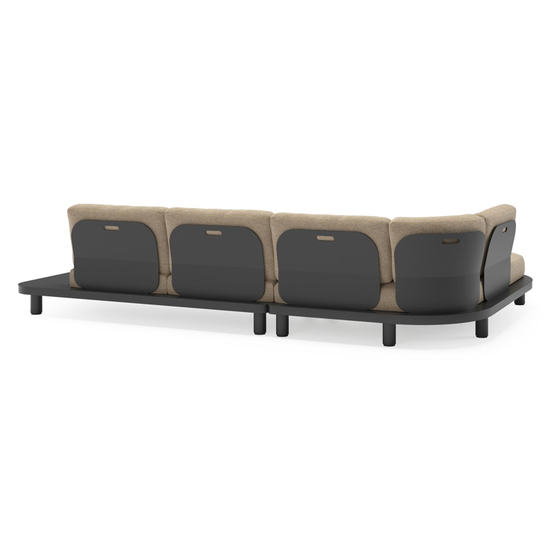 Donato loungehoek in zwart aluminium met all weather cosytica Madagascar Oak kussen