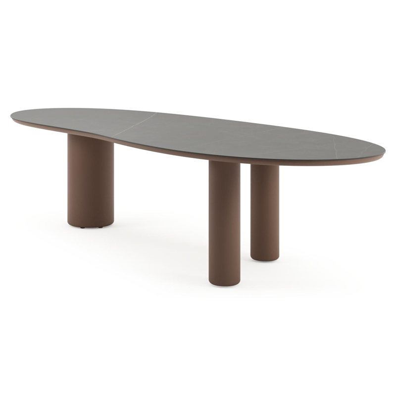 Amico tuintafel organisch in taupe aluminium en volkeramiek Calatorao - L 320 x B 120 x H 73.5 cm
