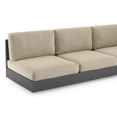 Como loungehoek in zwart aluminium met bora forest all weather cosytica kussen