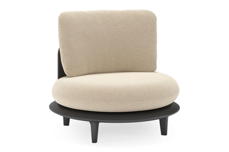 Bomero loungestoel in zwart aluminium met althea chalk all weather cosytica kussen