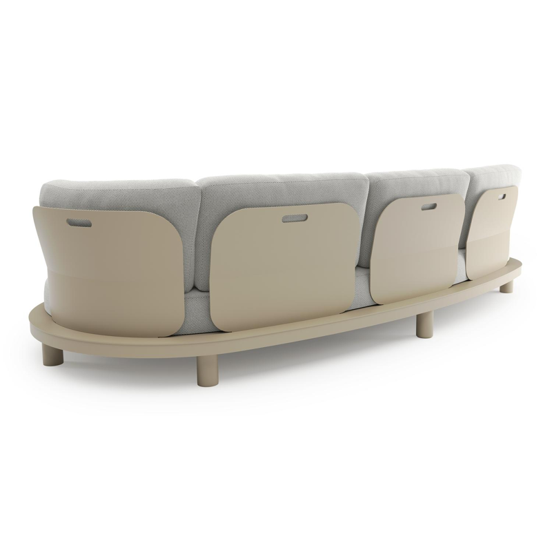 Canapé de jardin Donato en aluminium beige et coussins en all weather sunbrella® luxe lopi ash