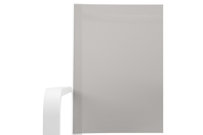 Pamplona ronde tuinset in wit aluminium en sintered stone topo minerale met 4 Calobra tuinstoelen