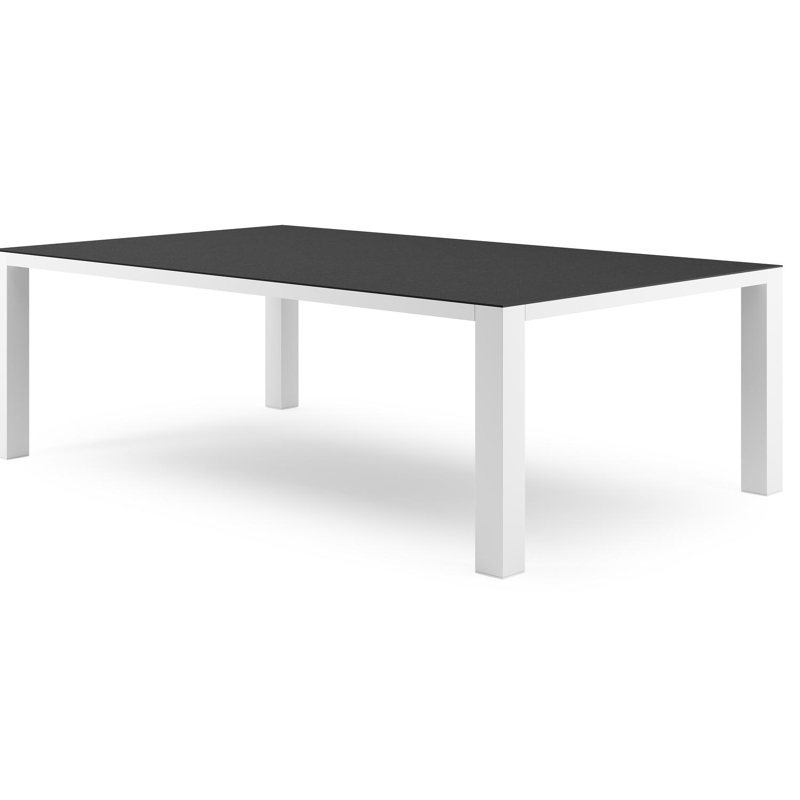 Table de jardin Nano XL rectangulaire en aluminium blanc et céramique pleine Nero Black - Lg. 240 x Lrg. 148 x Haut. 75 cm