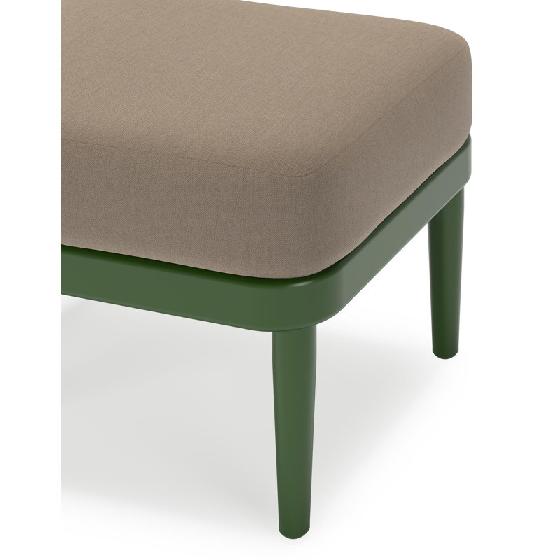 Orso poef in groen aluminium met Natte Heather Grey all weather sunbrella® luxe kussen