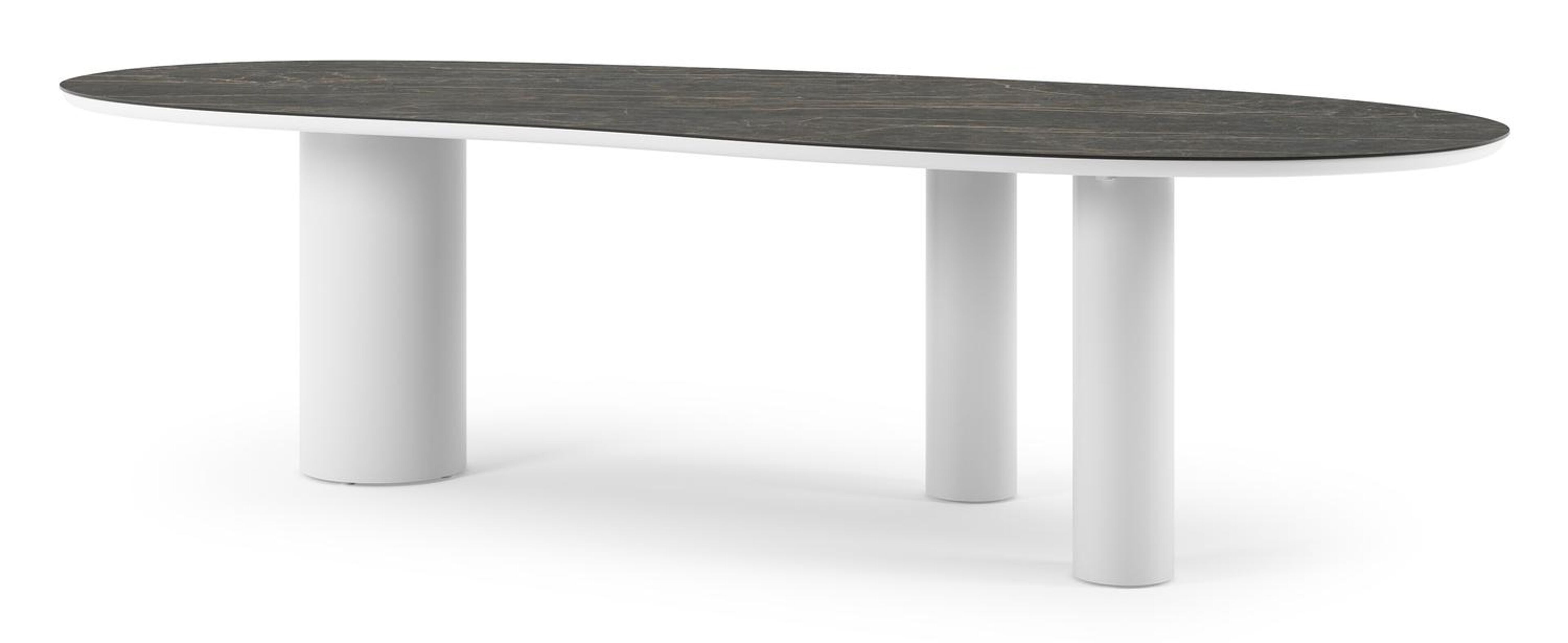 Organo tuintafel organisch in wit aluminium en volkeramiek Black Obsession - L 280 x B 120 x H 74 cm