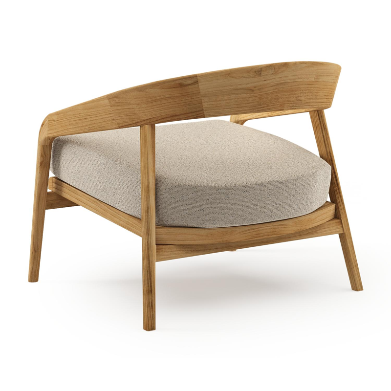 Lacrima loungestoel in teak met marbella beige all weather Cosytica kussen