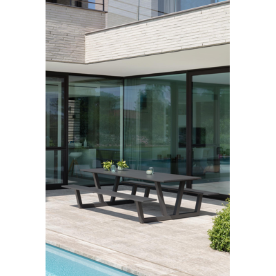 Felino picknicktafel in zwart aluminium - L 260 x B 176 x H 76 cm