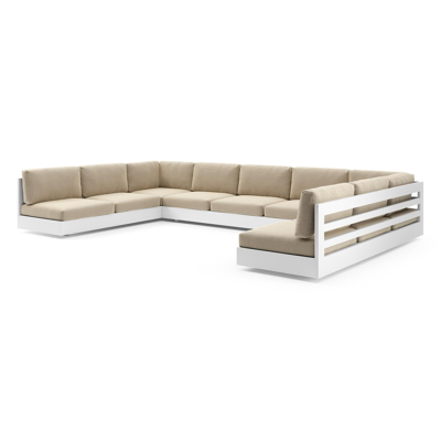 Como loungebank in wit aluminium met althea camel all weather cosytica kussen