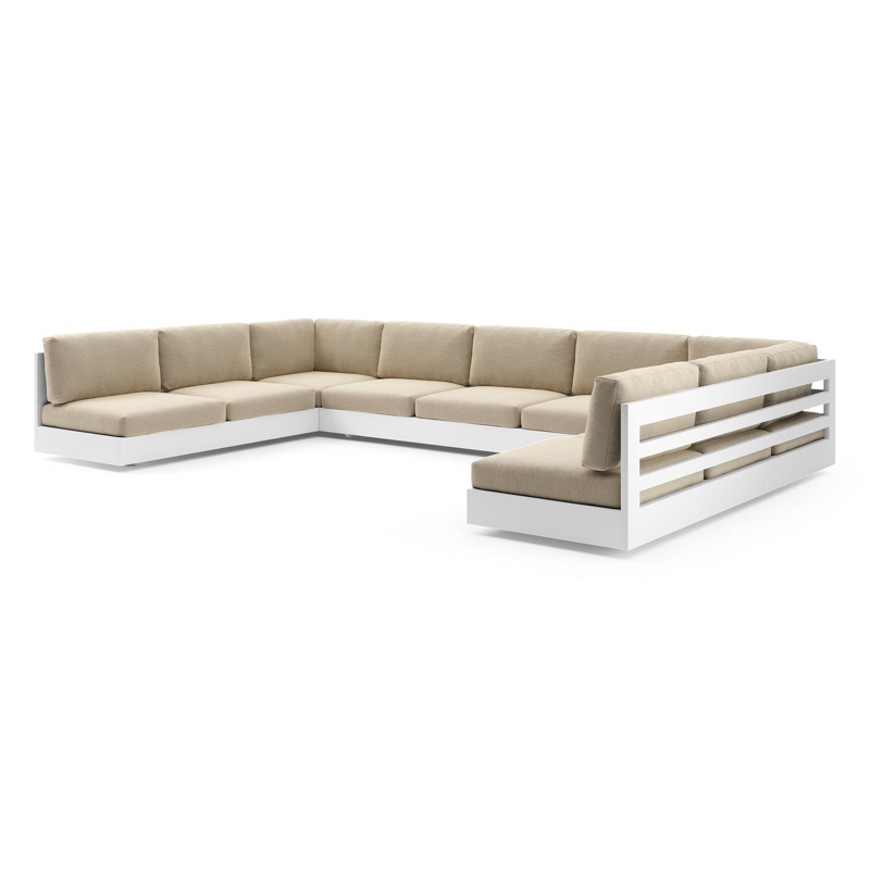 Como loungebank in wit aluminium met althea camel all weather cosytica kussen
