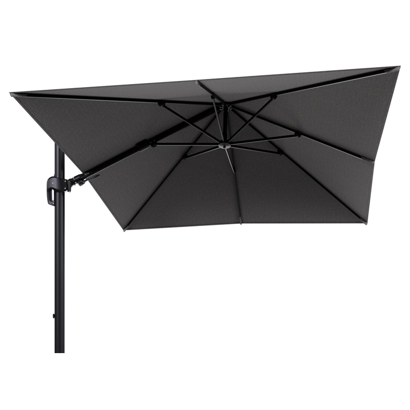 Rufina zweefparasol tiltfunctie in zwart aluminium en parasoldoek in All Weather Sunbrella® Luxe Chartres Drizzle - L1 300 x L2 300 cm (zonder voet) (zonder voet)