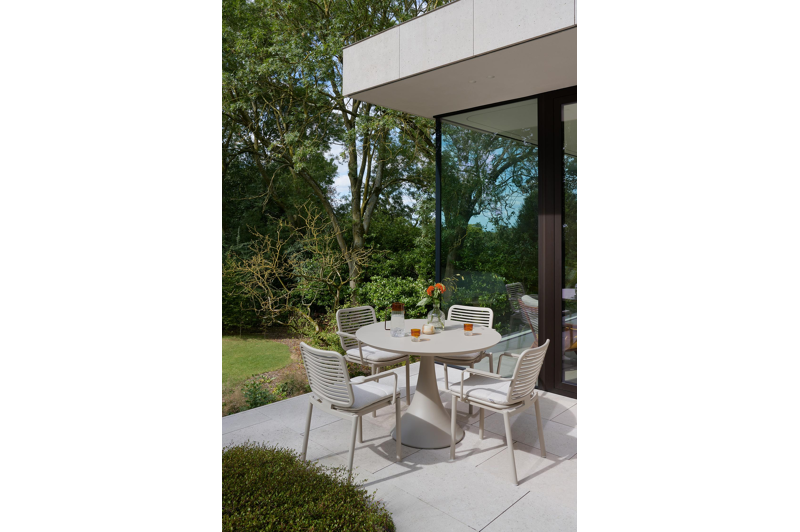 Fano tuintafel rond in beige aluminium - Dia. 110 cm