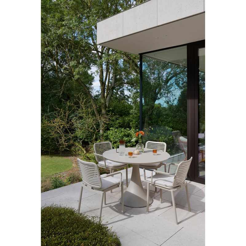 Fano tuintafel rond in beige aluminium - Dia. 110 cm