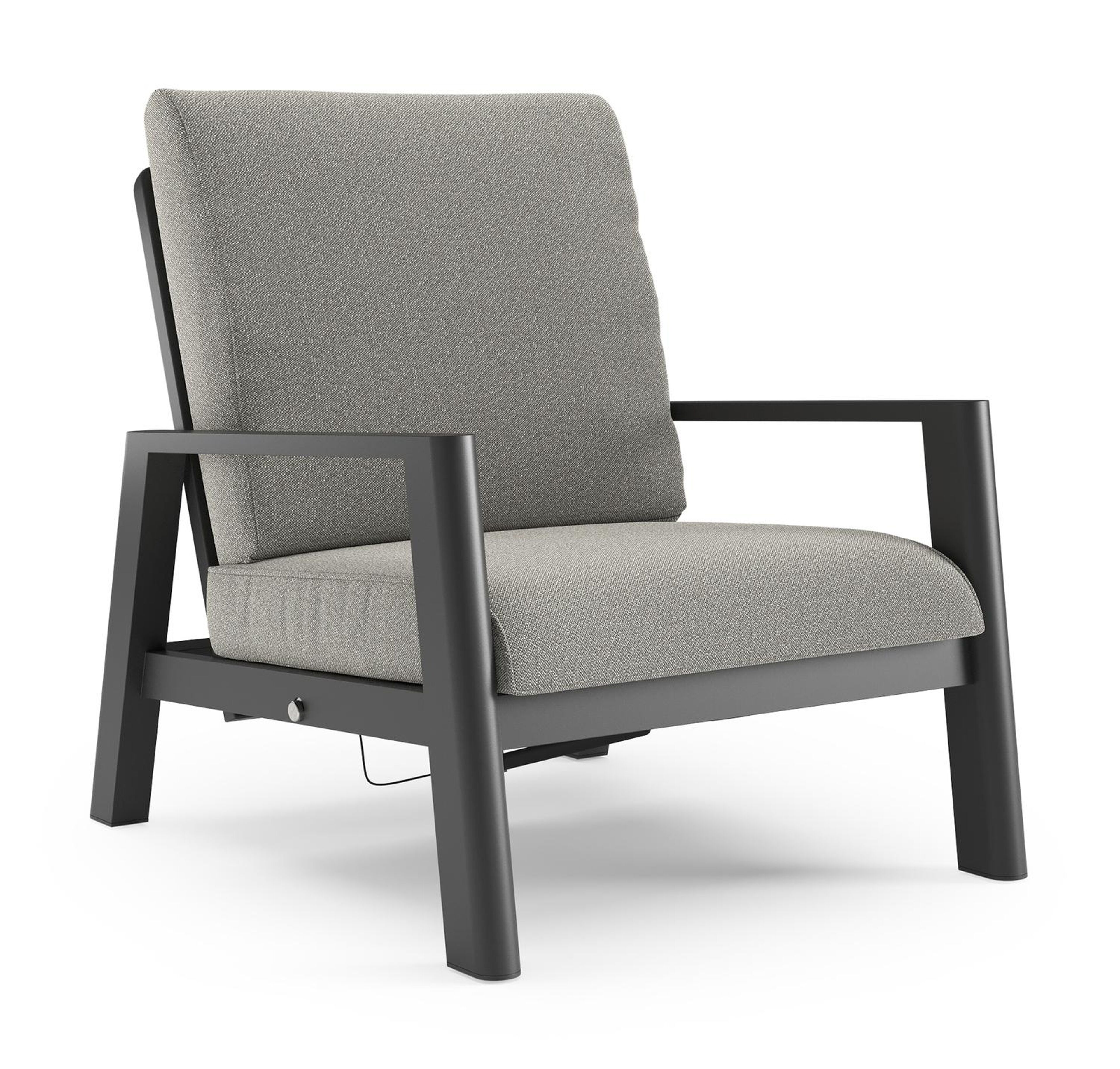 Cirello loungestoel in zwart aluminium met savane tunder all weather sunbrella® luxe kussen