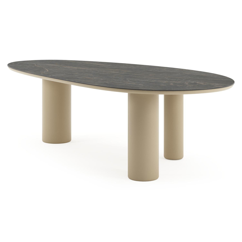 Amico tuintafel mango in beige aluminium en volkeramiek Black Obsession - L 260 x B 130 x H 73.5 cm
