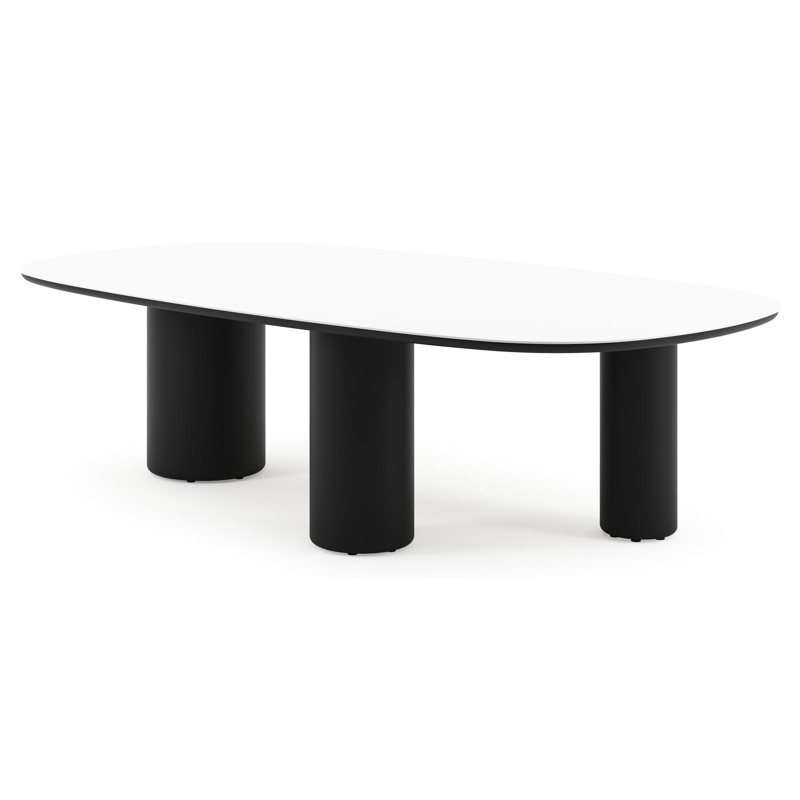 Amico tuintafel bombo xl in zwart aluminium en volkeramiek Arctic White - L 270 x B 148 x H 73.5 cm