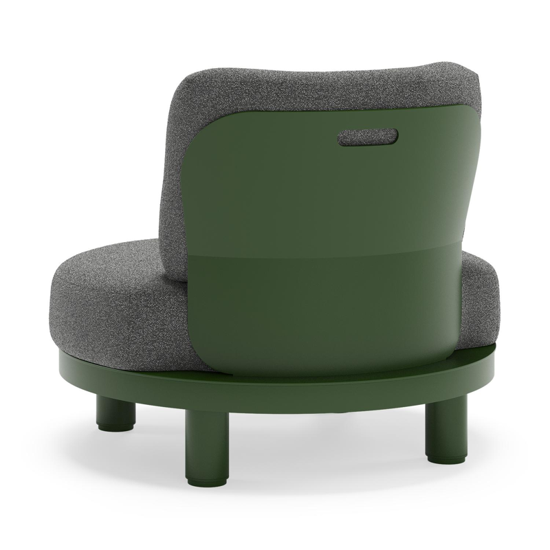 Donato loungestoel in groen aluminium met all weather cosytica Catania Black kussen