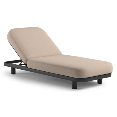 Chaise longue réglable Donato en aluminium noir et coussin en all weather Sunbrella® luxe wander pilat
