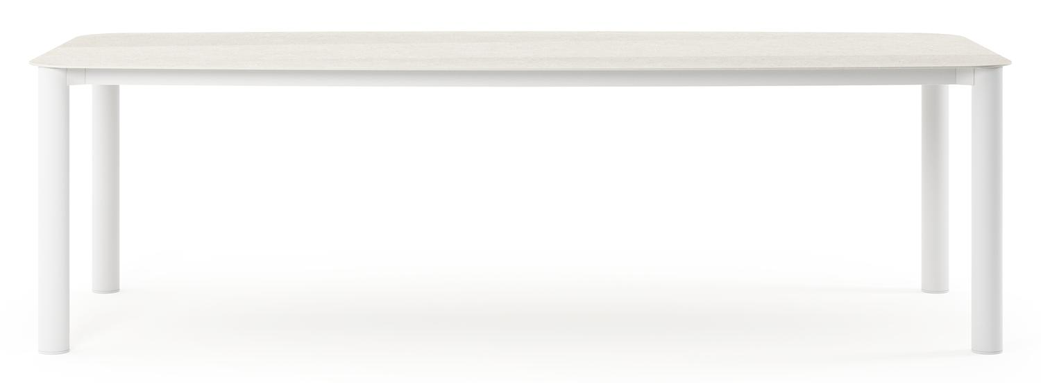 Orso tuintafel bootvorm in wit aluminium en volkeramiek shilin - L 255 x B 115 x H 75 cm